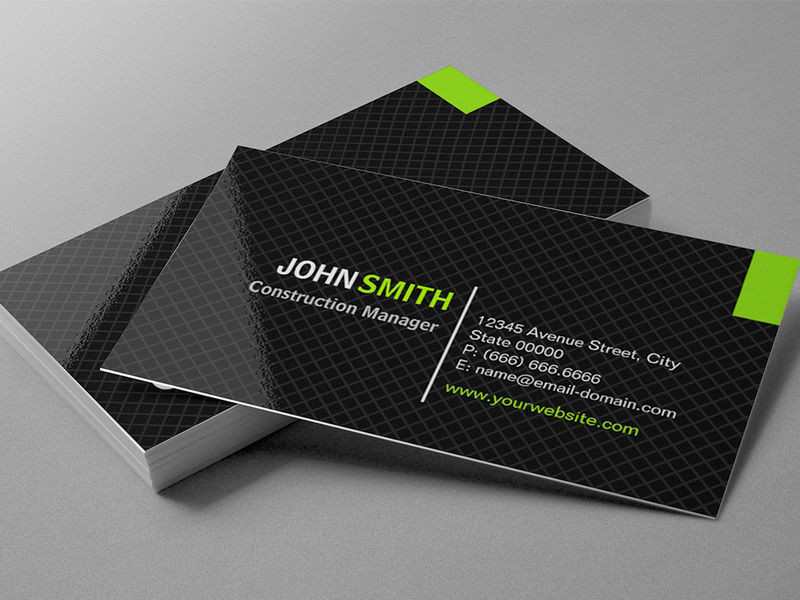 Customizable Construction Manager - Modern Twill Grid Business Card