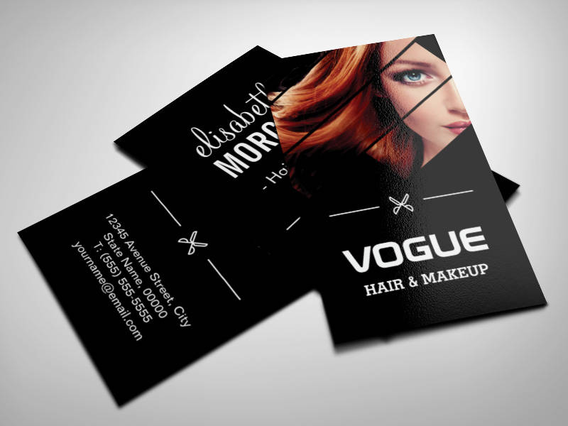 Customizable Vogue Girl Stylish Black White Fashion Hairstylist Business Card