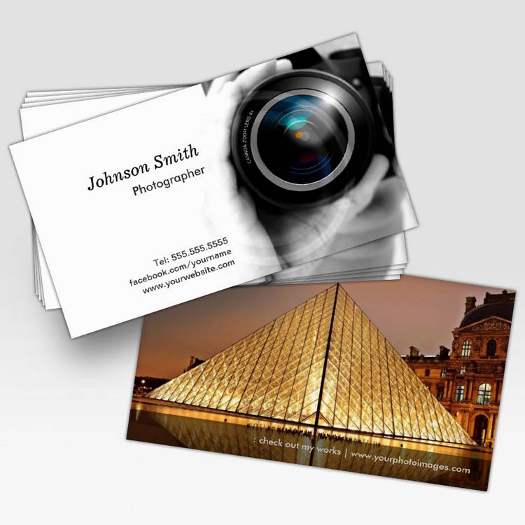 Customizable Camera Lens - Showcase Your Best Work on the Back Business Cards