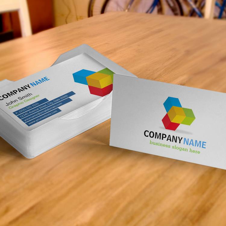 Customizable Colorful 3D Cube Logo - Creative and Unique Business Card Templates