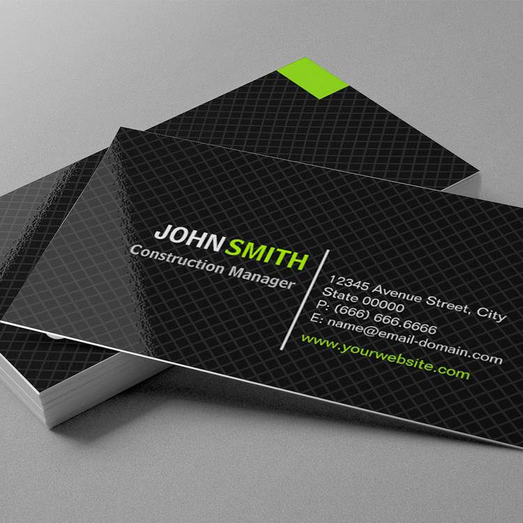 Customizable Construction Manager - Modern Twill Grid Business Card