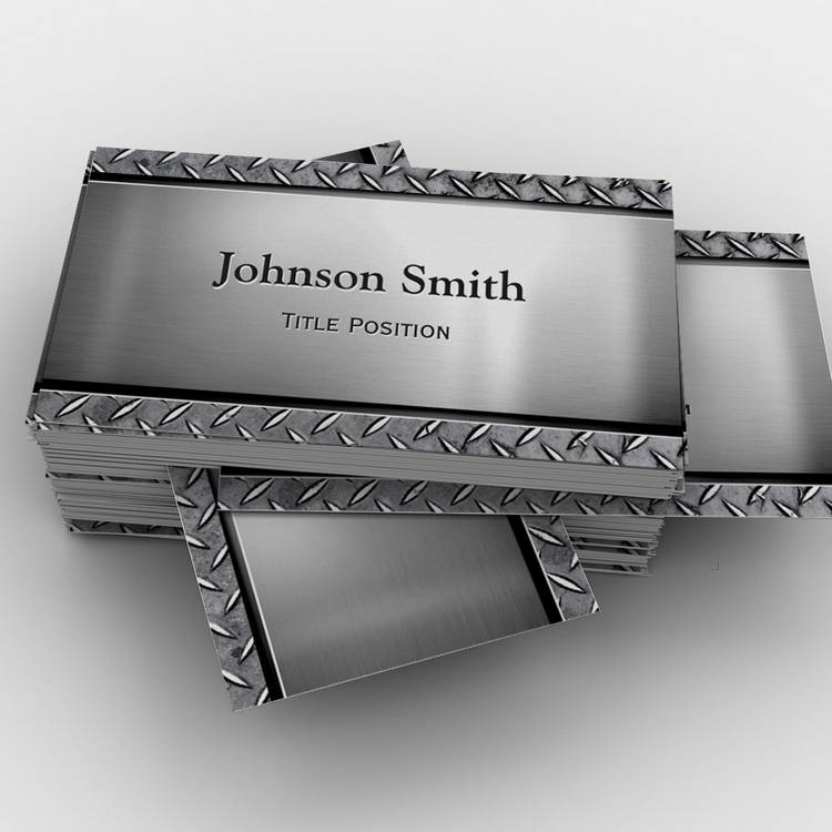 Customizable Cool Dark Stainless Steel with Diamond Metal Look Business Card Template