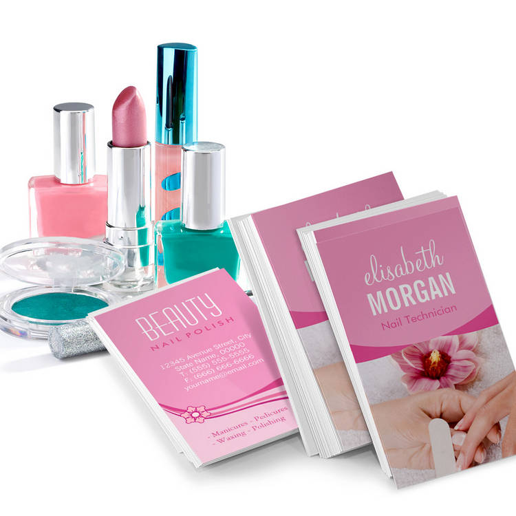 Customizable Elegant Floral Nail Salon Manicure SPA Business Card Template