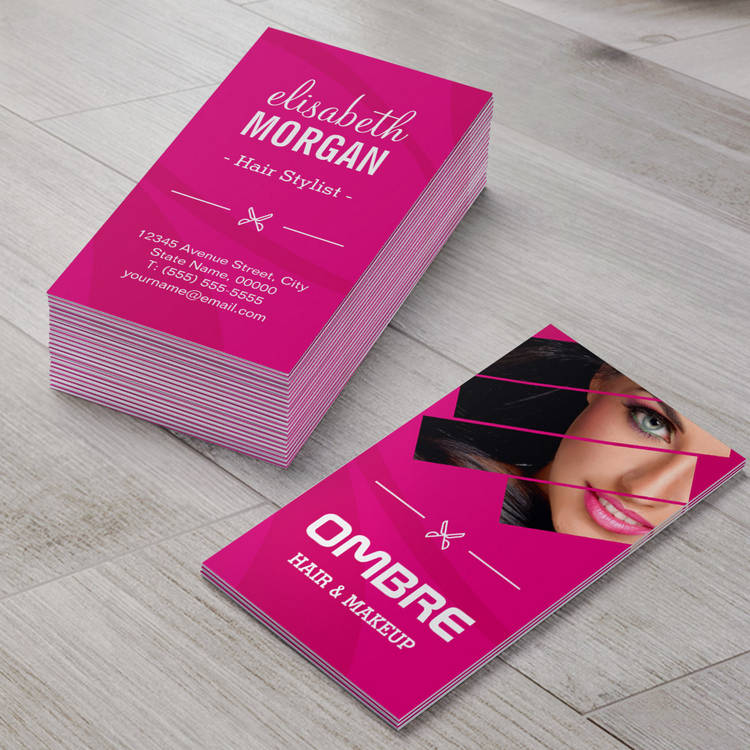 Customizable Girly Pink Ombre Hair Dye Coloring Cosmetic Beauty Business Card