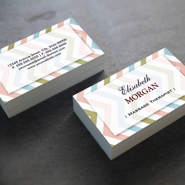 Customizable Groupon - Massage Therapist Graceful Chevron Business Cards