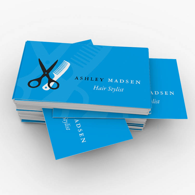 Customizable Hair Stylist - Plain Blue Scissor Comb Logo Business Card