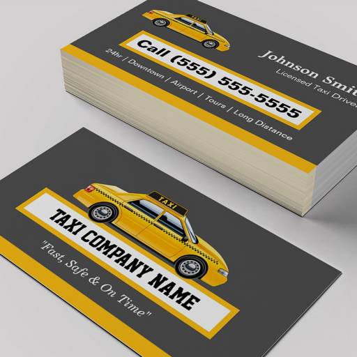 Customizable Licensed Cap Driver Chauffeur - Yellow Taxi Business Card Templates