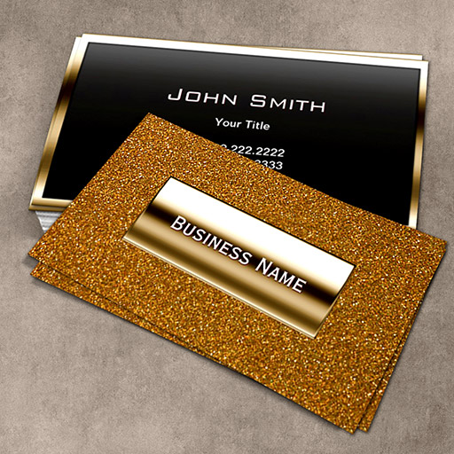 Customizable Luxury Gold Label Glitter Background Business Card