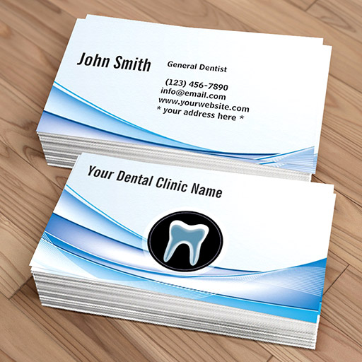 Customizable Modern Blue Curve Dental Care Business Card