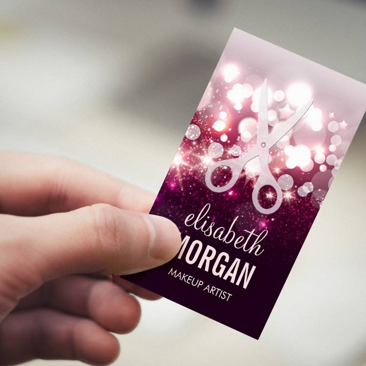Customizable Modern Hair Stylist - Pink Glitter Sparkle Business Card Templates