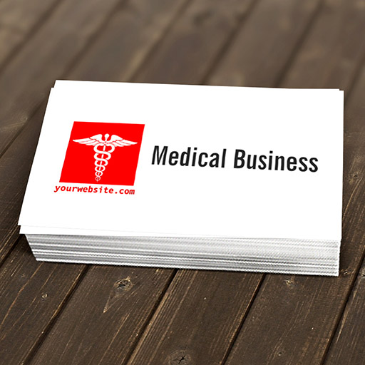 Customizable Modern Red Caduceus Logo Medical Business Card