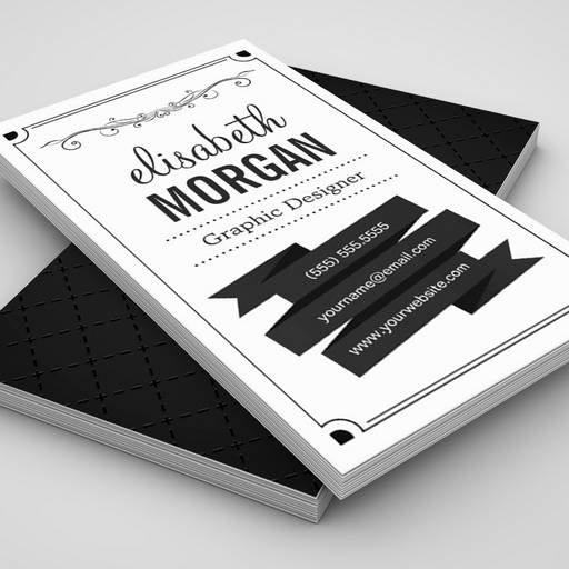 Customizable Retro Black and White - Simple Personal Contact Business Card Templates