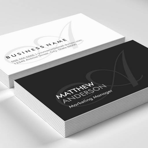 Customizable Stylish Swirl Monogram - Black and White Business Cards