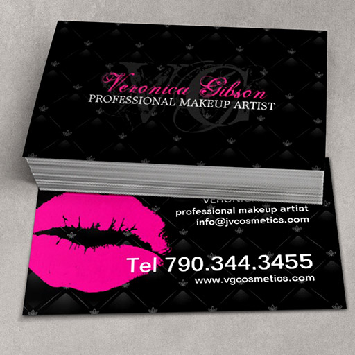 Customizable Tufted Hot Lips Makeup Artist Business Cards