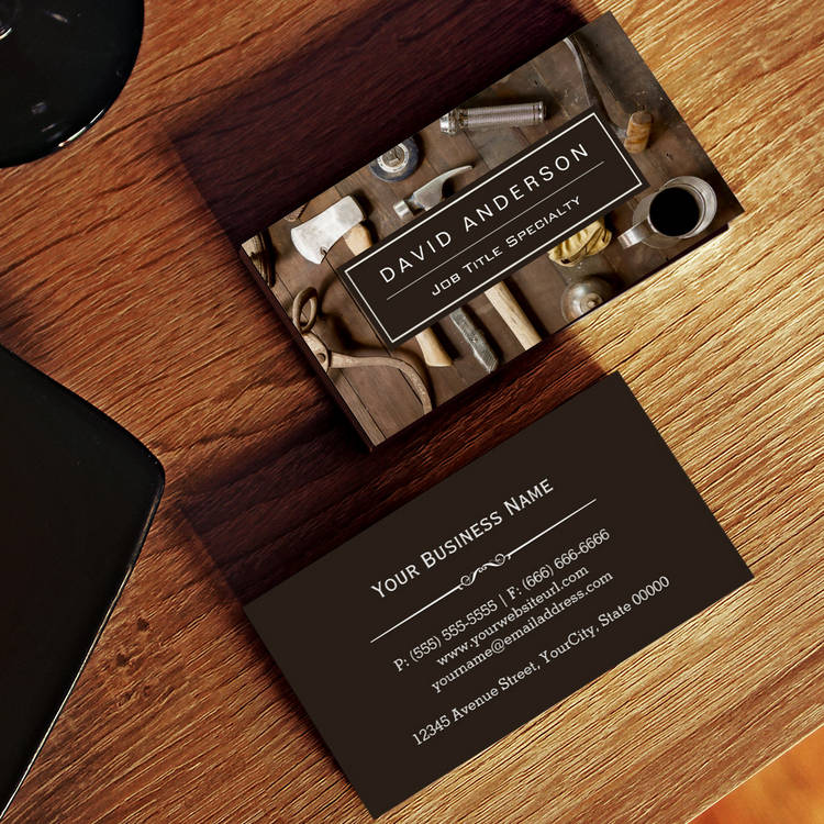 Customizable Vintage Rustic Tools Carpenter Handyman Woodworker Business Card