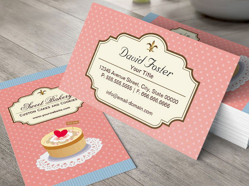 Customizable Custom Cakes and Cookies Dessert Bakery Shop Business Card Templates