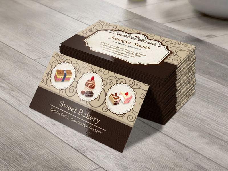 bakery cards card sweet dessert own templates cakes cake bizcardstudio chocolates baking printable create maker
