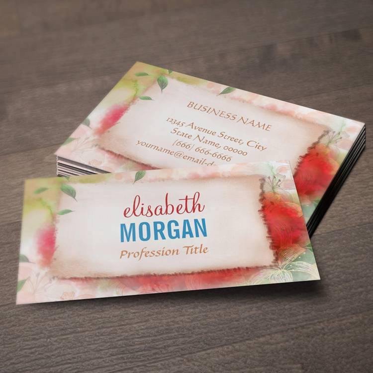 Customizable Artistry Watercolor Floral Painting Business Card Templates