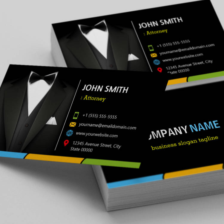 Customizable Attorney Lawyer Consultant Tuxedo Businessman Suit Business Card Templates