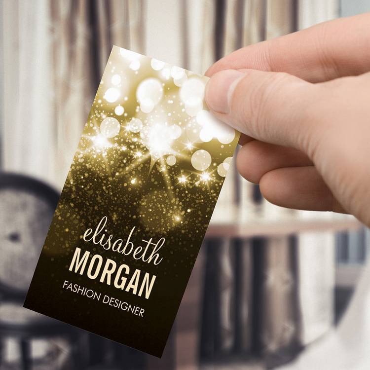 Customizable Bright Gold Glitter Sparkle Bokeh Business Card