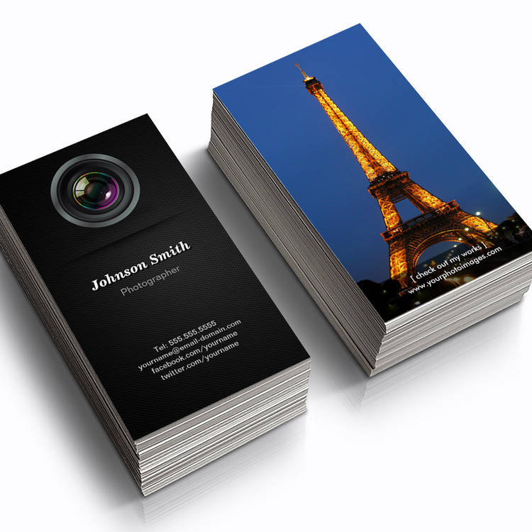 Customizable Camera Lens - Show Your Best Photo on the Back Business Card