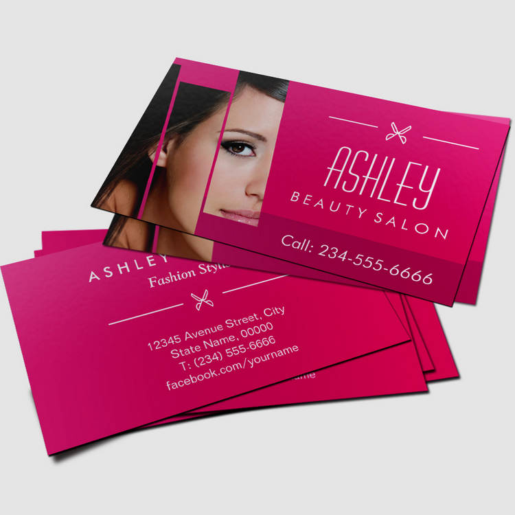 Customizable Charming Hot Pink Trendy Beauty Hair Salon Business Card