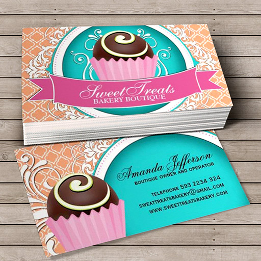 Customizable Chic and Elegant Cake Bites Business Cards