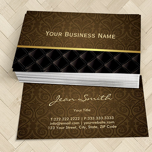 Customizable Classy Brown Damask Business Card