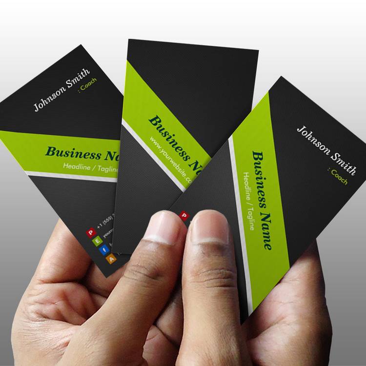 Customizable Coach - Premium Black and Green Business Card Template