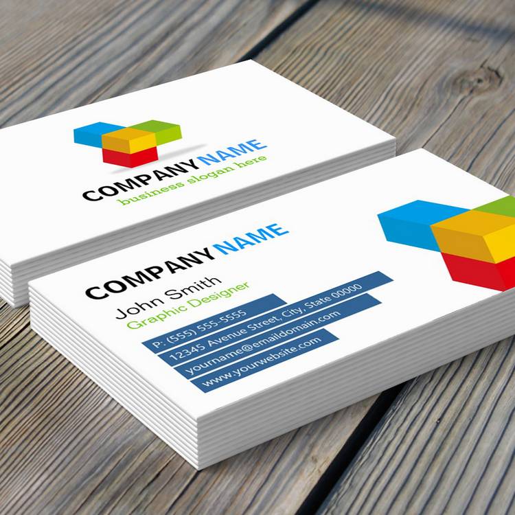 Customizable Colorful 3D Cube Logo - Creative and Unique Business Card Templates