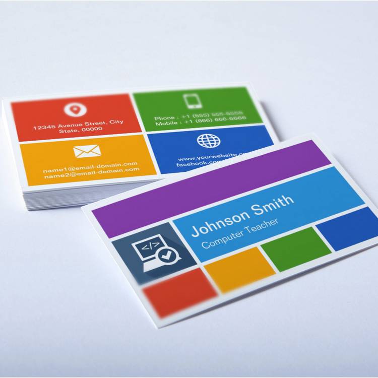 Customizable Computer Teacher - Creative Modern Metro Style Business Card