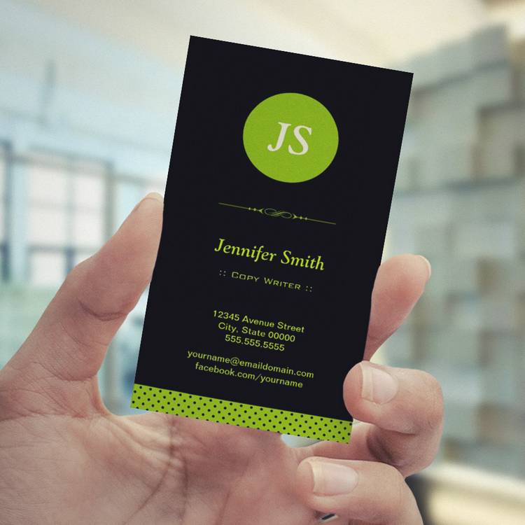 Customizable Copy Writer - Stylish Apple Green Business Card Template