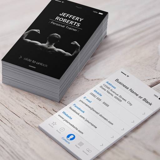 Customizable Creative and Unique Bodybuilder Personal Trainer Business Cards