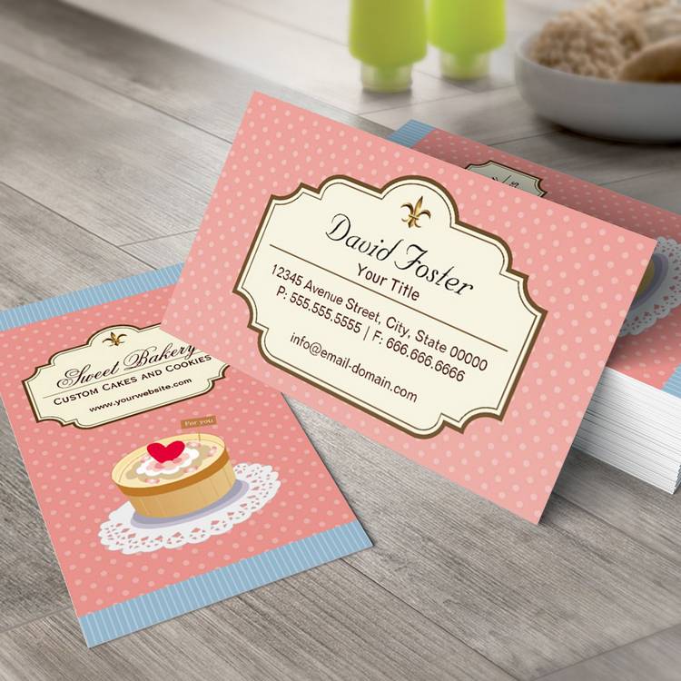 Customizable Custom Cakes and Cookies Dessert Bakery Shop Business Card Templates