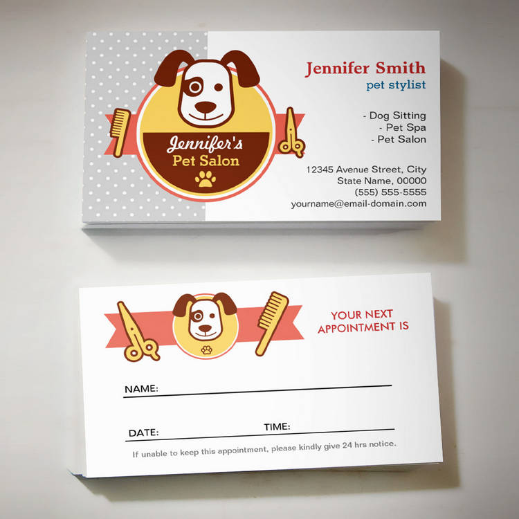 Customizable Dog Spa Salon - Appointment Card Business Card Template