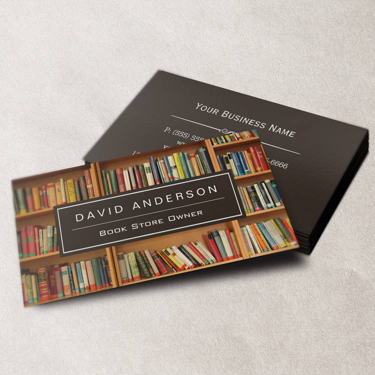 Customizable Elegant Bookstore Book Store Owner Bookshelf Business Cards