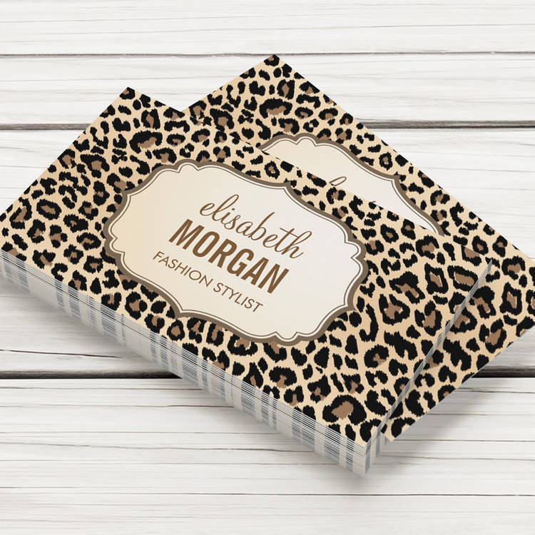 Customizable Elegant Stylish Leopard Print Girly Pattern Business Card Template