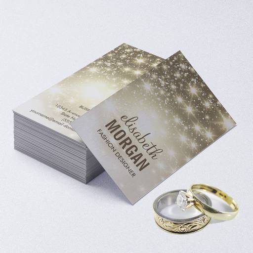 Customizable Fashion Stylish - Shiny Sparkles with Gold Glitter Business Card Templates