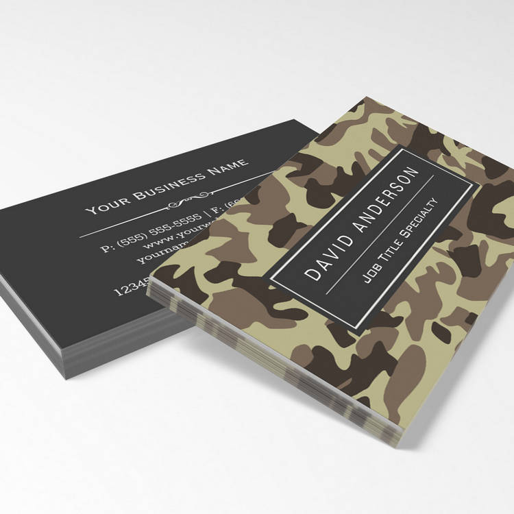 Customizable Hunter Stylish Military Camouflage Camo Pattern Business Card Template