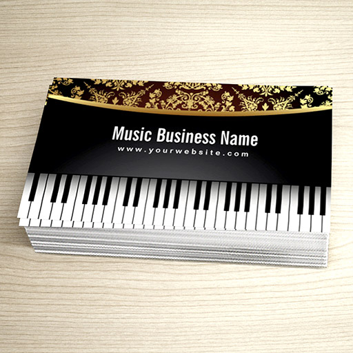 Customizable Luxury Realistic Piano Music Lessons Business Card