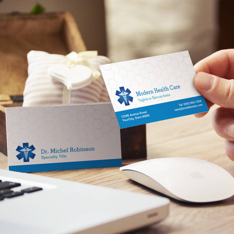 Customizable Medical Symbol - Professional Modern Blue White Business Cards