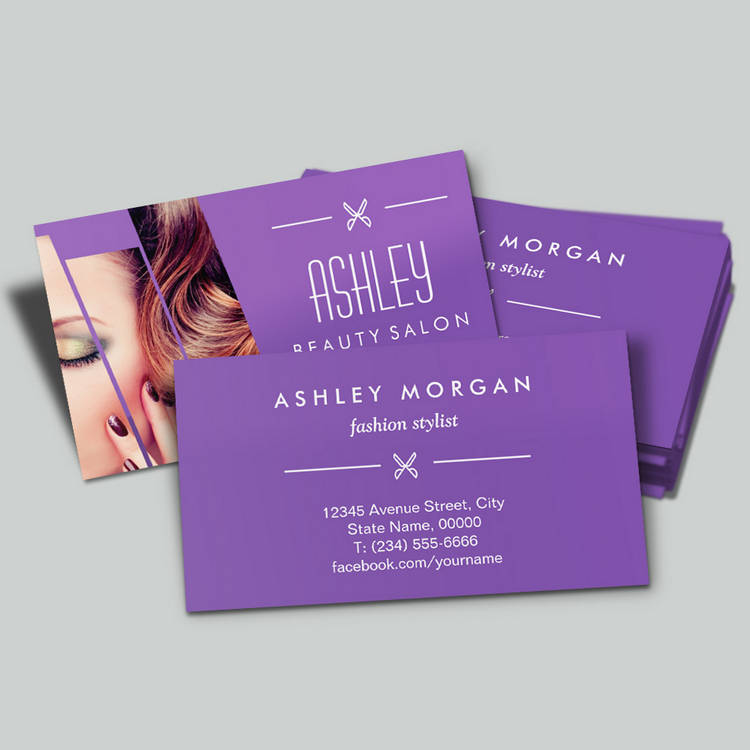 Customizable Mod Classy Purple Fashion Girl Makeup Hair Salon Business Card