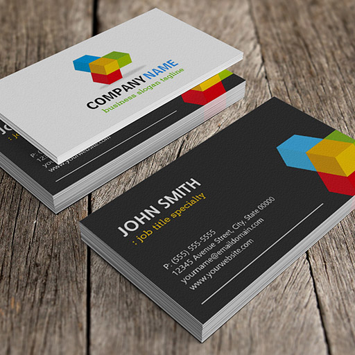 Customizable Modern Black and White with Colorful 3D Cube Logo Business Card
