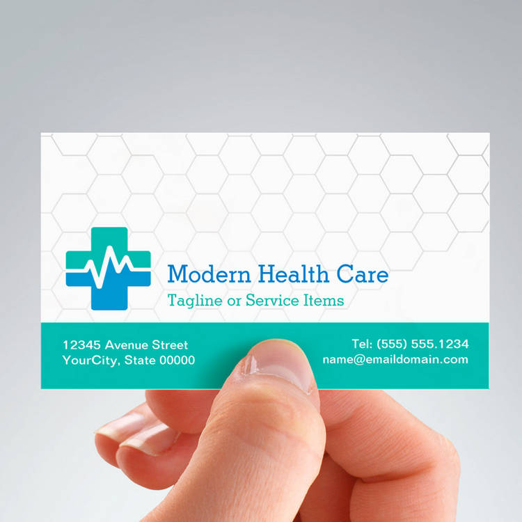 Customizable Modern Medical HealthCare - White Green Blue Business Cards