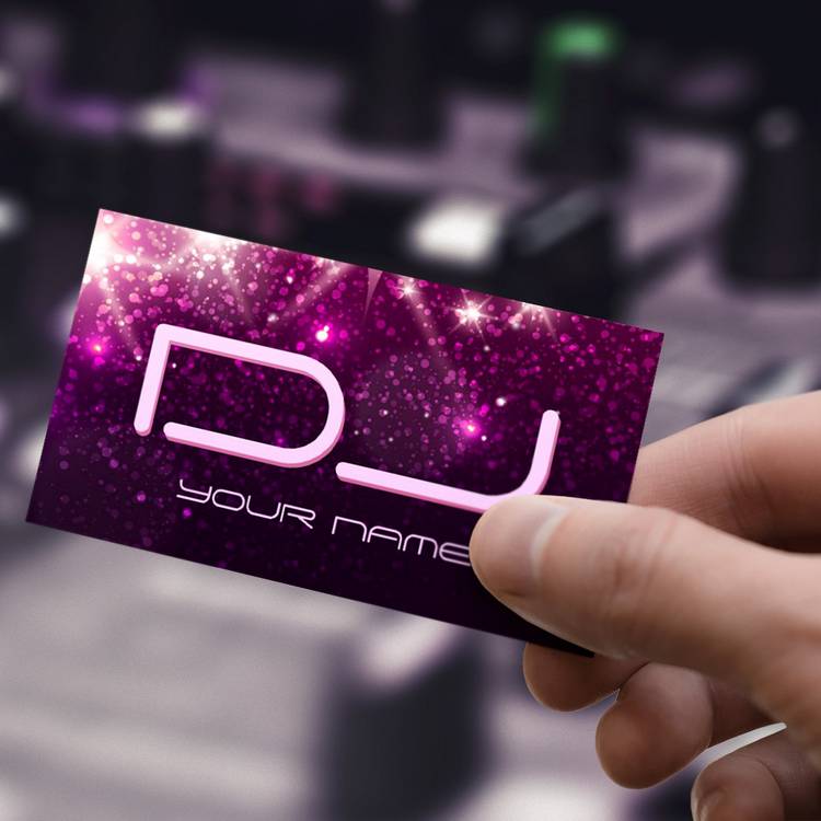 Customizable Music DJ - Shiny Pink Glitter Business Card