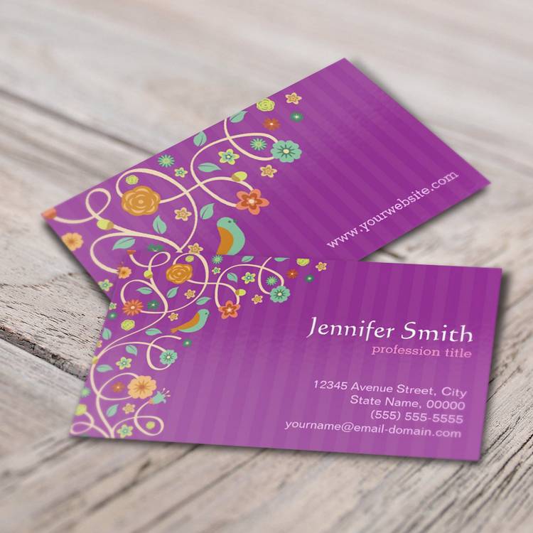 Customizable Orchid Purple Nature Theme (changeable color) Business Card Templates