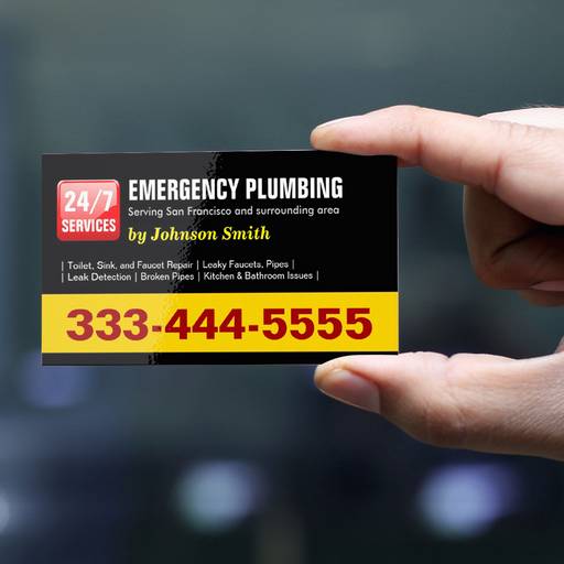 Customizable Plumber - 24 HOUR EMERGENCY PLUMBING SERVICES Business Card Templates