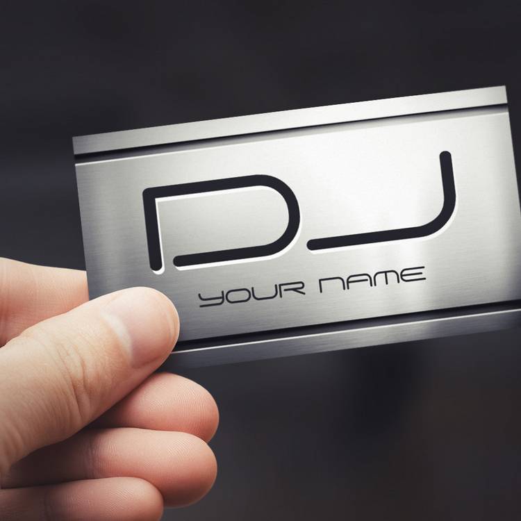 Customizable Premium Brushed Stainless Steel Metal - Music DJ Business Card Templates