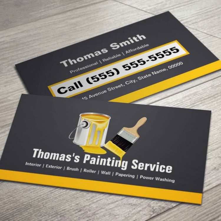 Customizable Professional Painting Service Painter Paint Brush Business Card