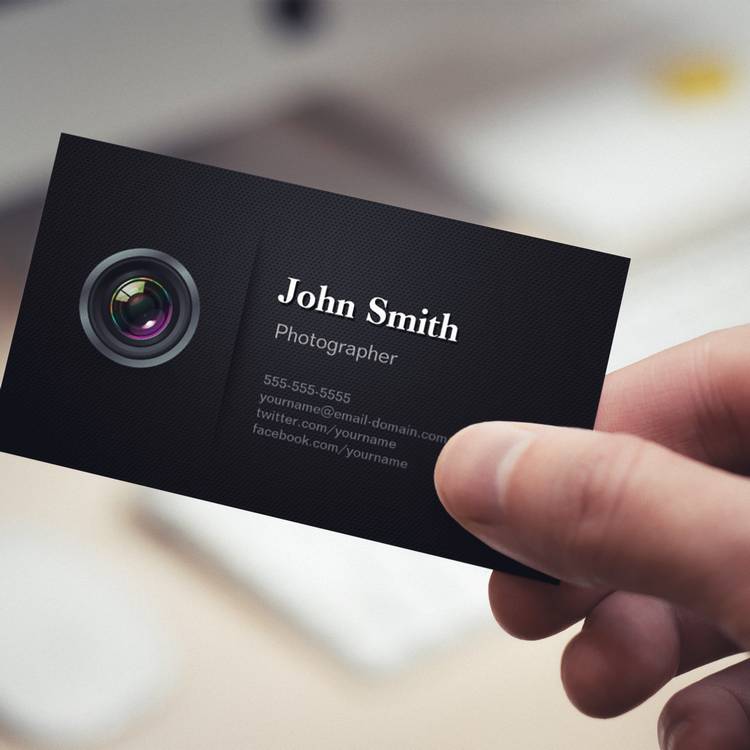 Customizable Professional Plain Black - Camera Photographer Business Card
